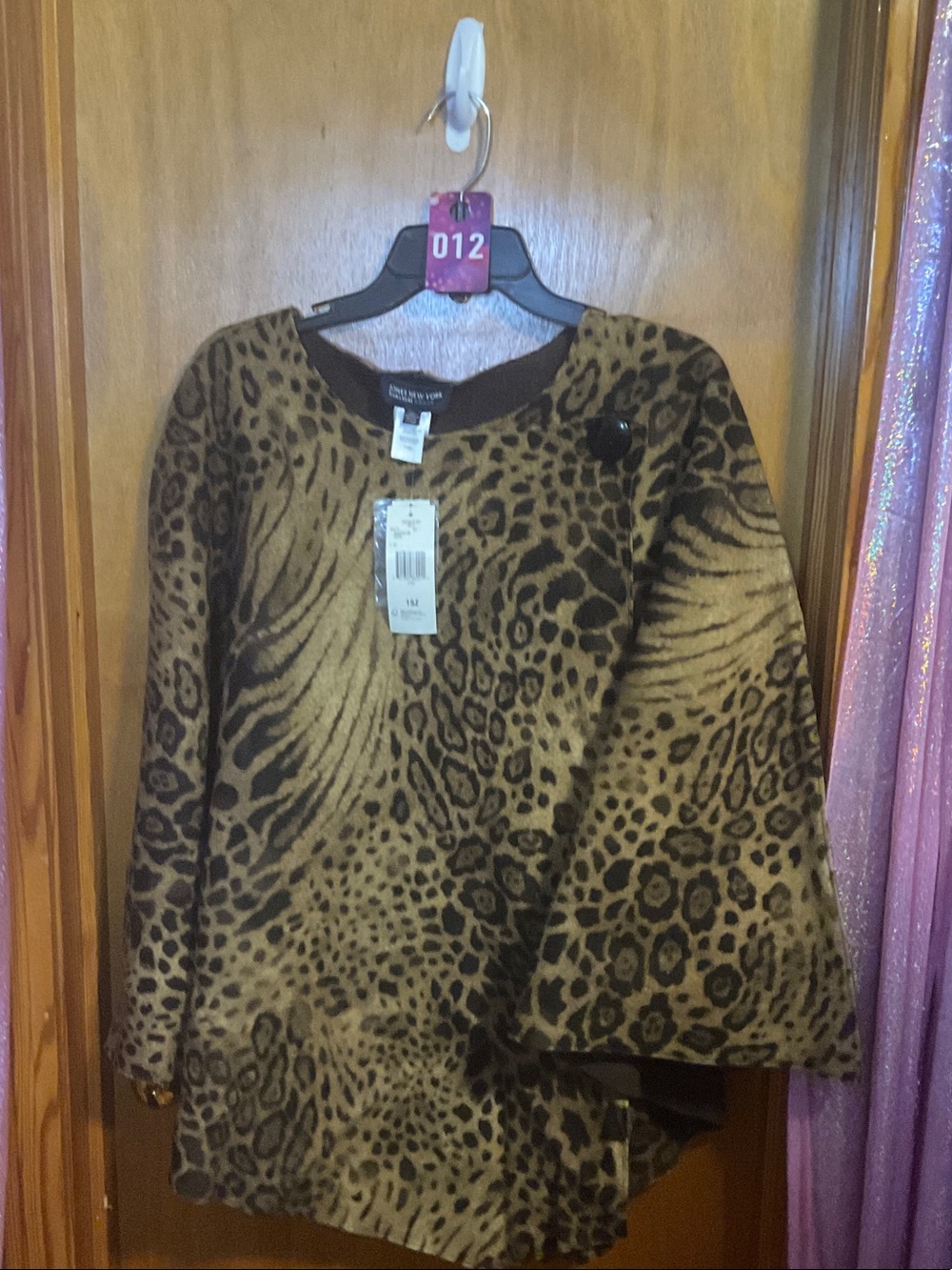 12 - Jones New York Brown Leopard Print reversible cape